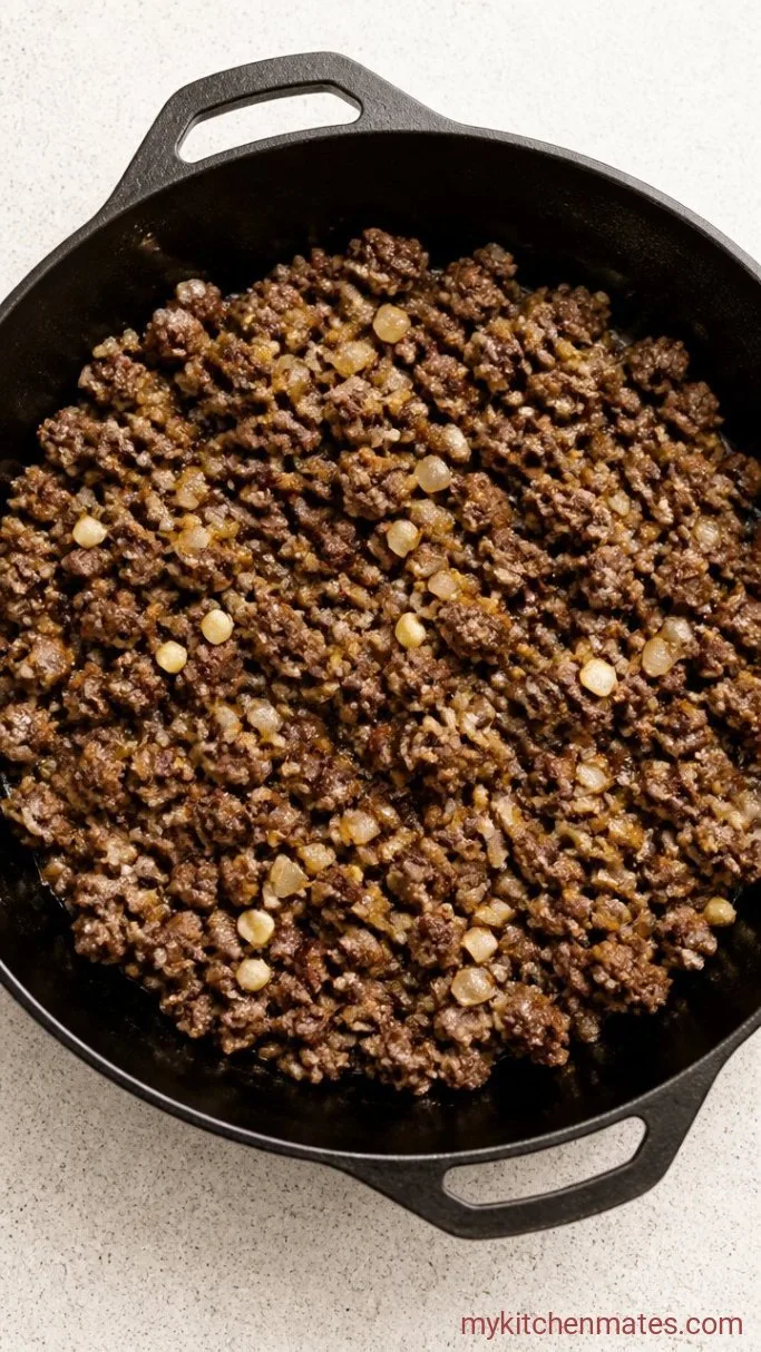 30-Minute One-Pot Cheesy Chili Mac Step 1: Brown the Beef and Aromatics