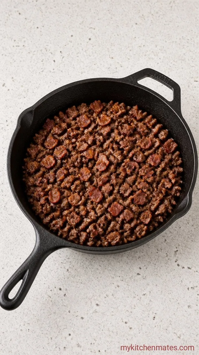 Step 1: Brown the Beef and Bacon