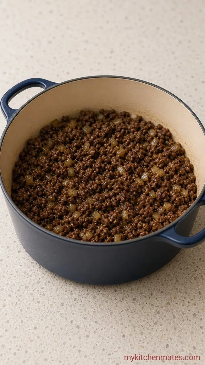 Step 1: Brown the Beef and Onion