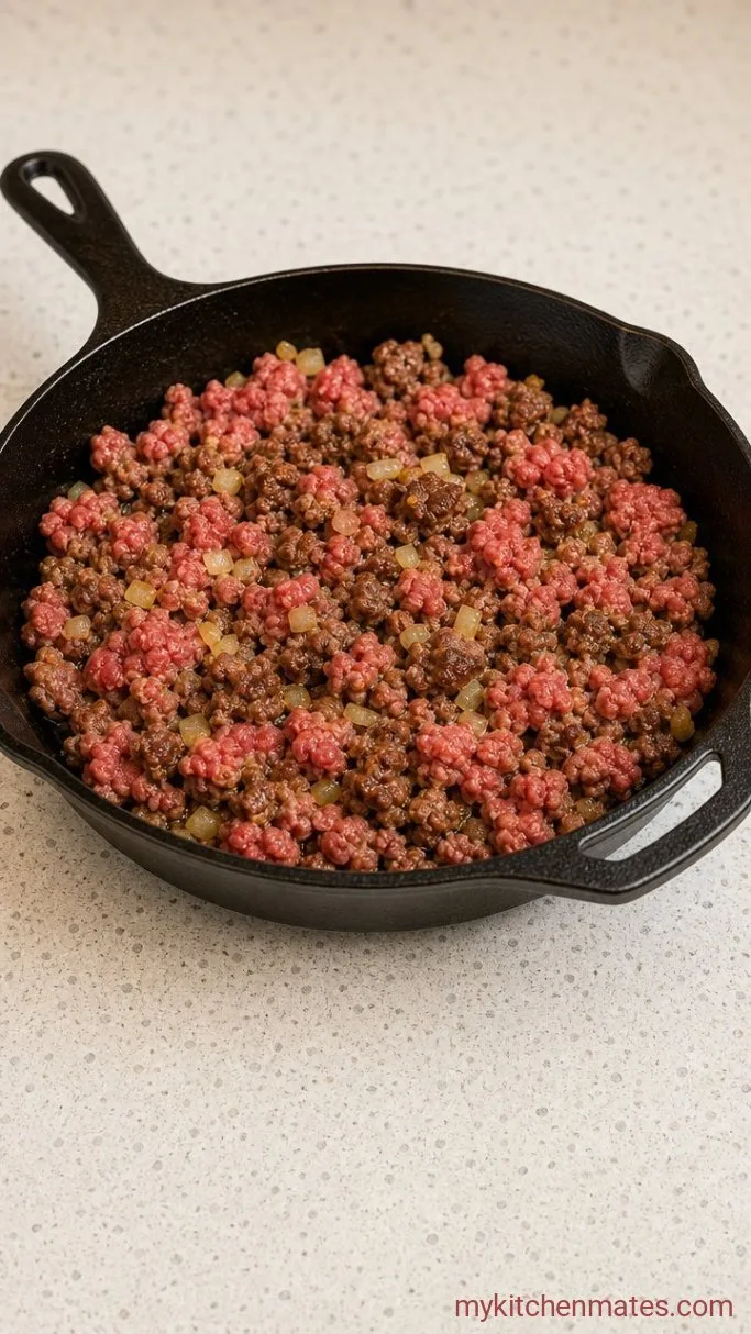 Quick and Tangy Loose Meat Sandwiches Step 1: Brown the Beef and Onion