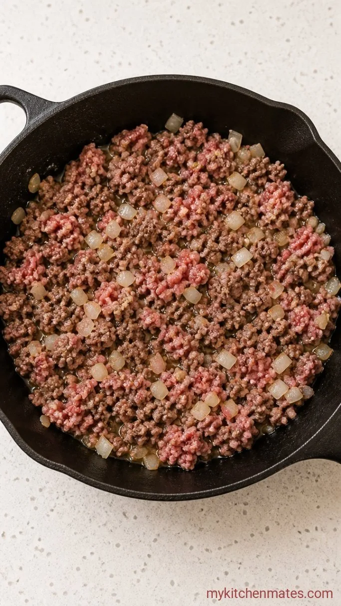 30-Minute One-Pot Cheesy Taco Pasta Step 1: Brown the Beef and Onion