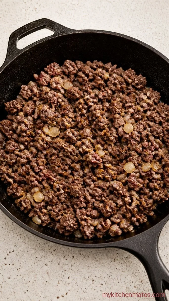 One-Pan Deconstructed Lasagna Casserole Step 1: Brown the Beef and Onion