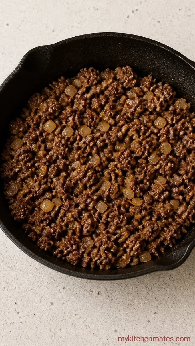 Gluten-Free Tater Tot Casserole (Dump-and-Bake) Step 1: Brown the Beef and Onion