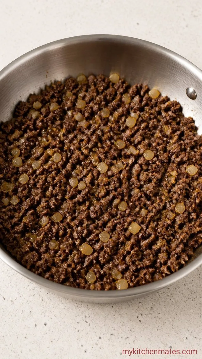 30-Minute One Pot Lasagna Skillet Step 1: Brown the Beef and Onion