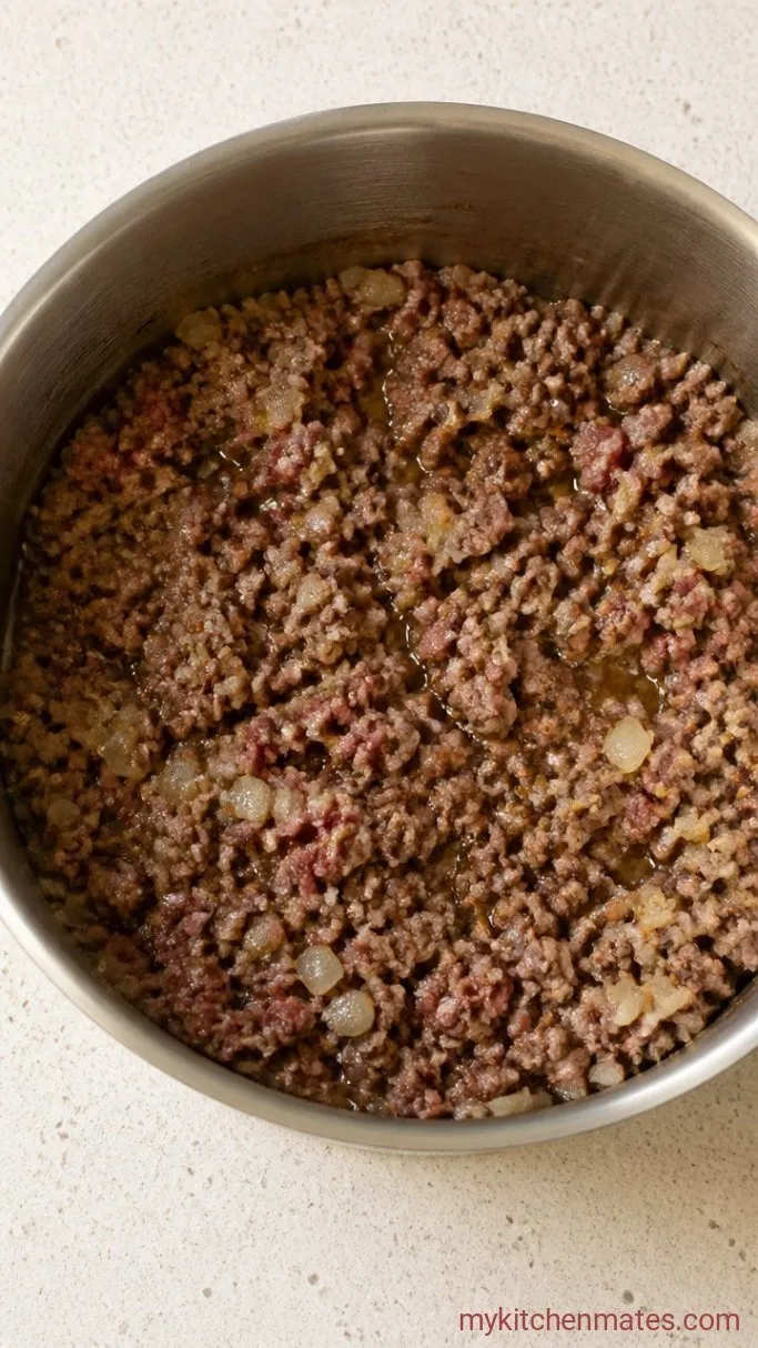 30-Minute One Pot Taco Spaghetti Step 1: Brown the Beef and Onion