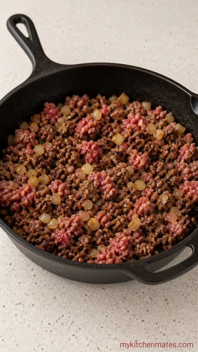 Step 1: Brown the Beef and Onion