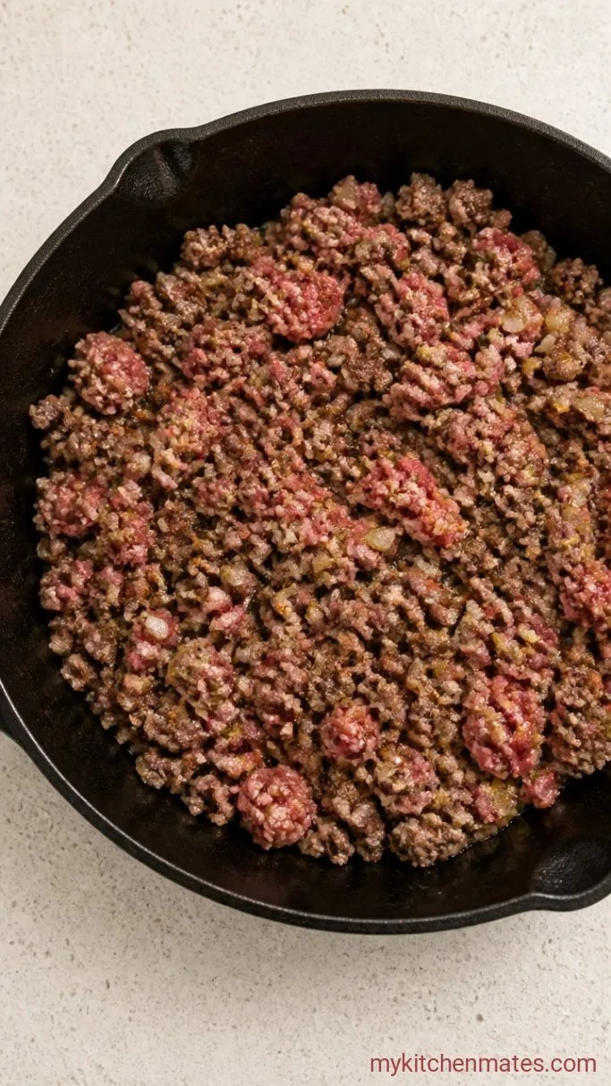Crockpot Hot Dog Chili (Thick, Meaty, and So Simple) Step 1: Brown the Beef and Onions