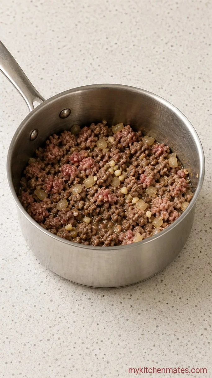 30-Minute Chili Cheese Burger Step 1: Brown the Beef for the Chili