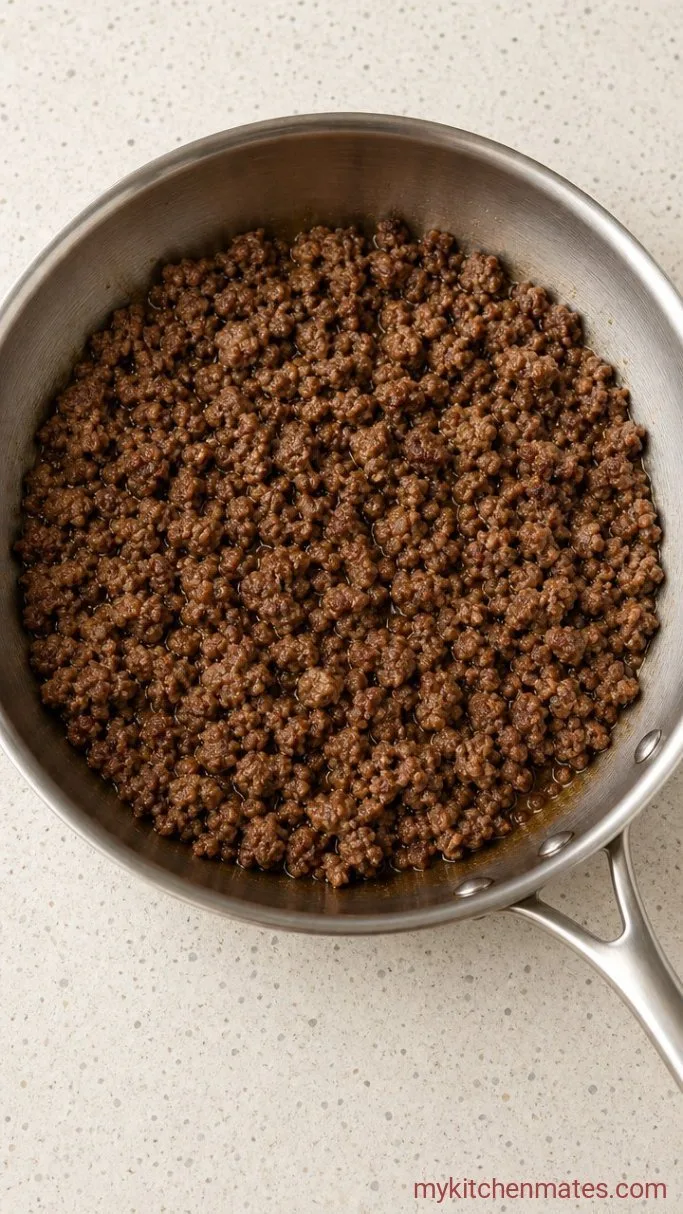 30-Minute Creamy Ground Beef Tortellini Step 1: Brown the Beef