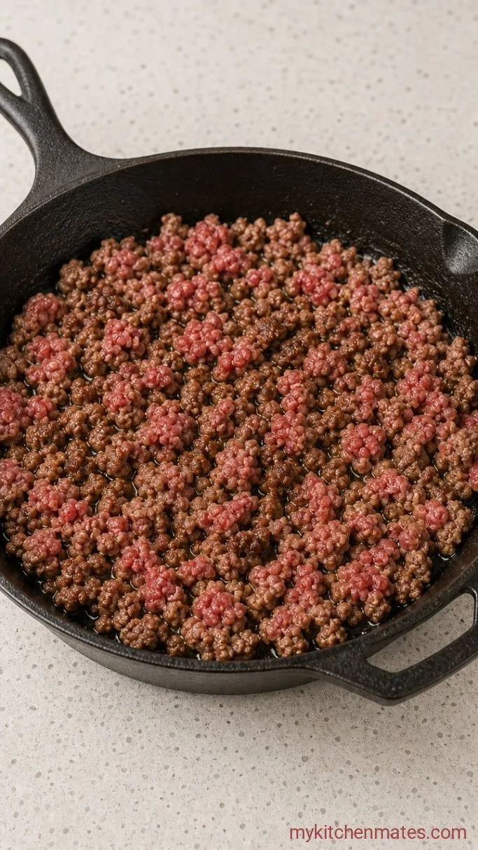 15-Minute High-Protein Cottage Cheese Beef Bowl Step 1: Brown the Beef