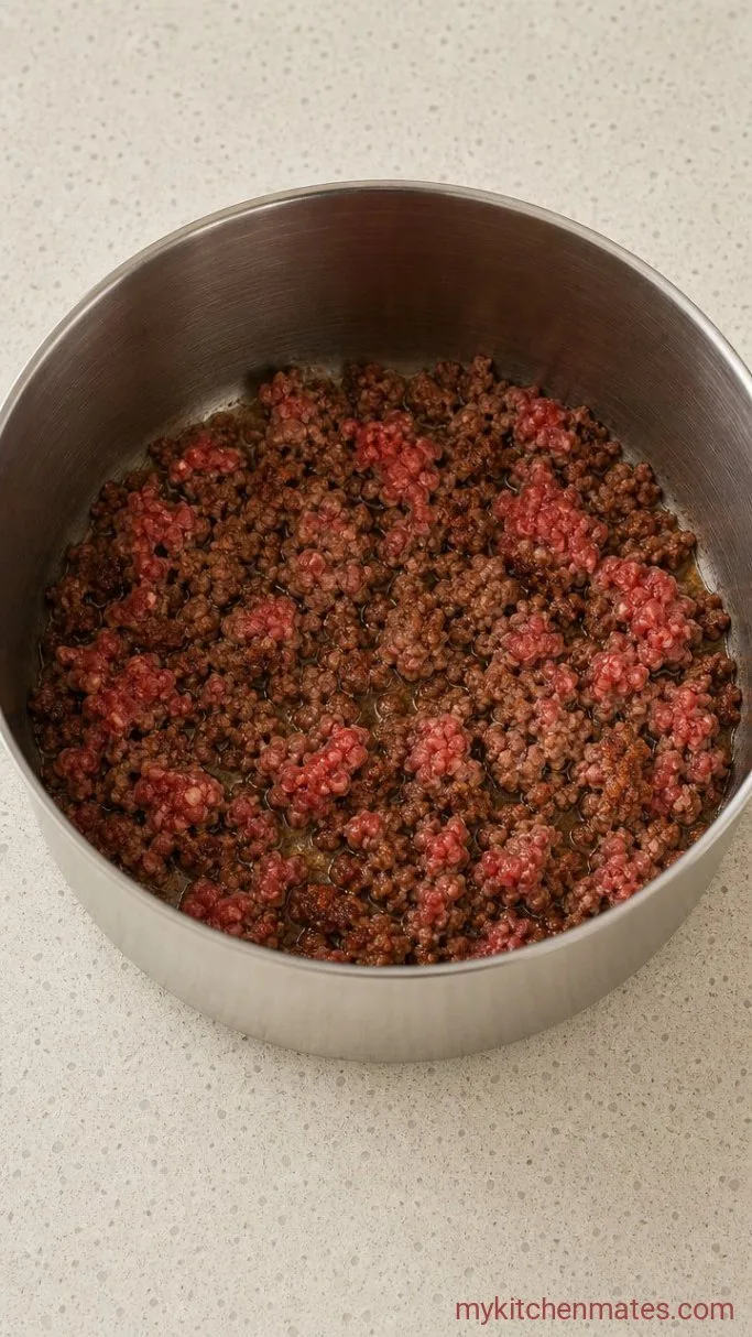Creamy One-Pot Cheeseburger Potato Soup Step 1: Brown the Beef