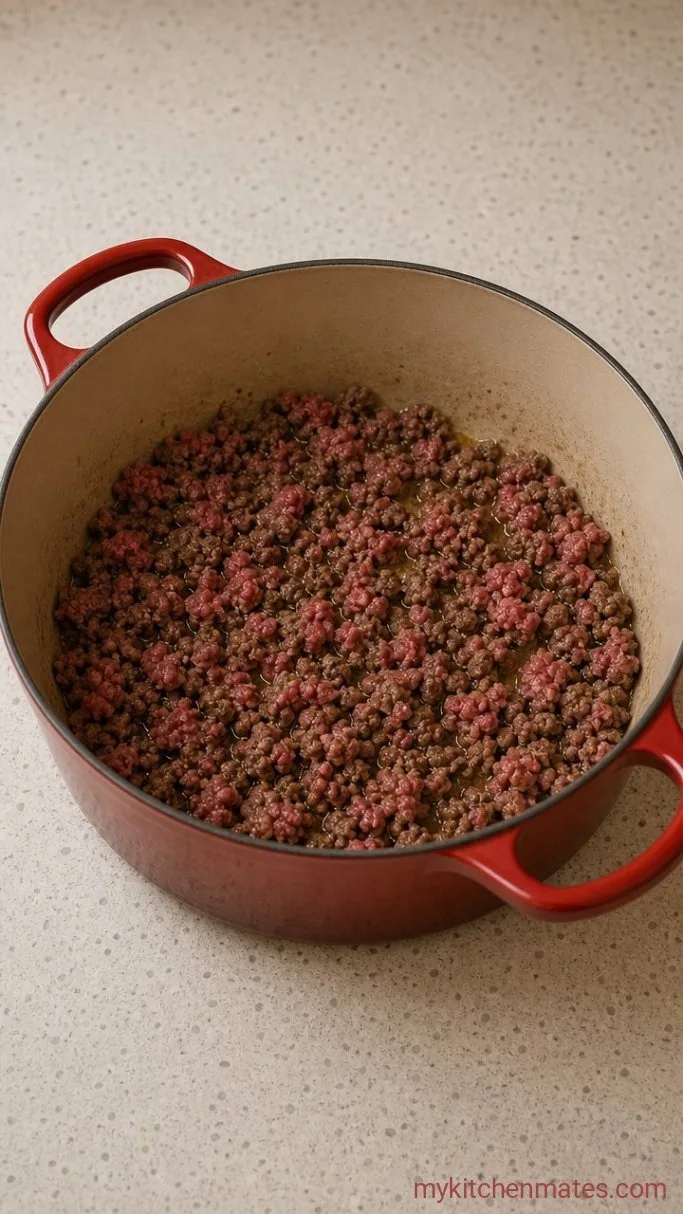 Rich Pumpkin Chili (One Pot) Step 1: Brown the Beef