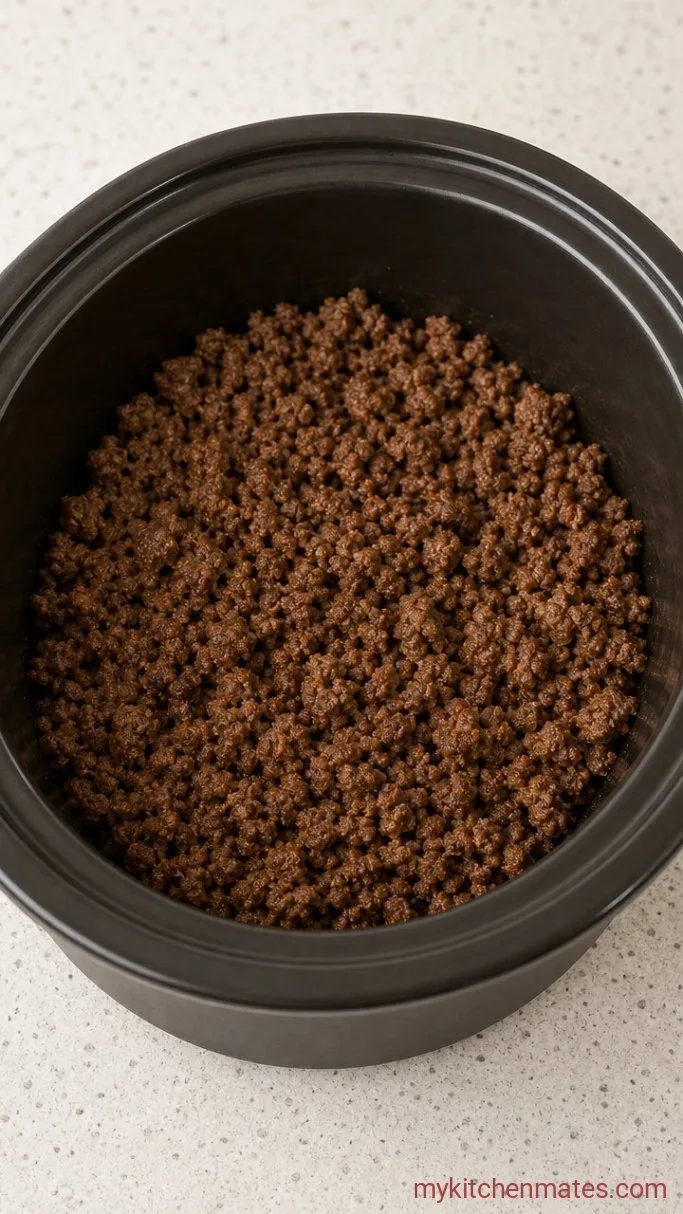 Easy 4-Ingredient Crockpot Ravioli Lasagna Step 1: Brown the Beef