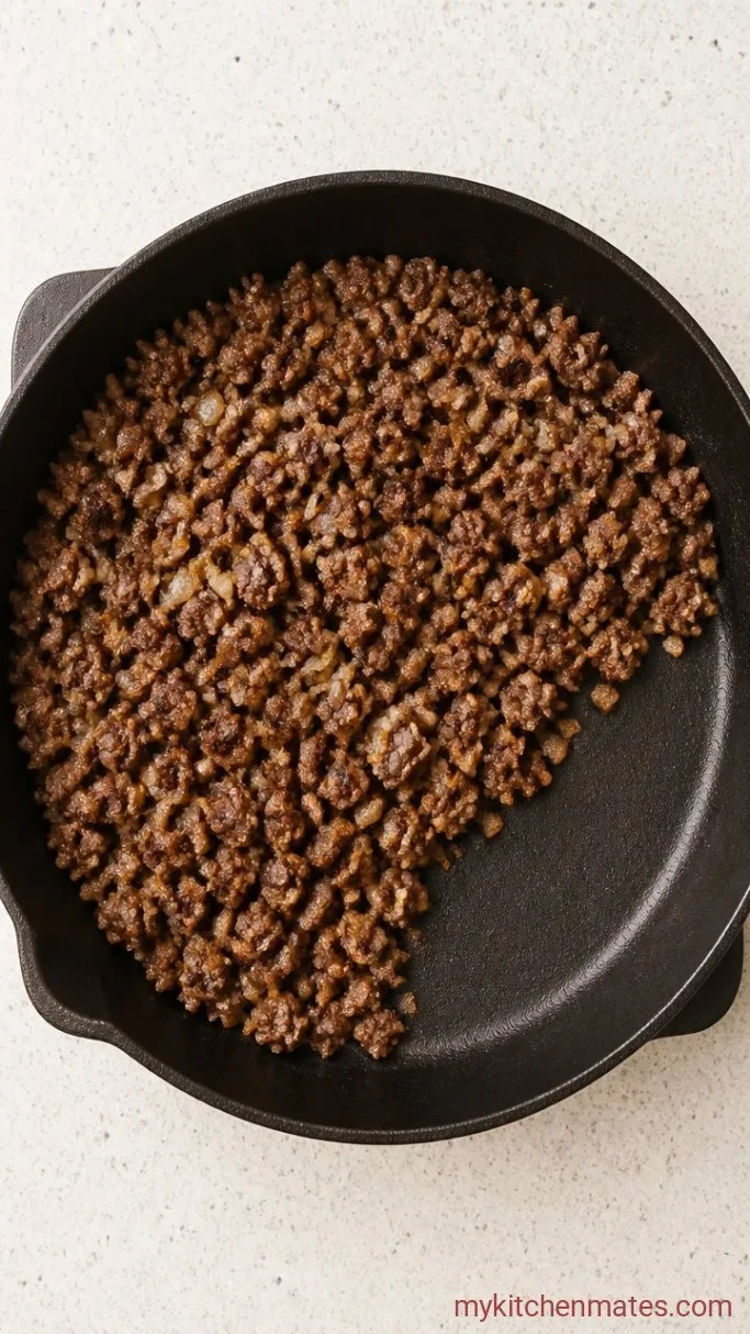 Easy Big Mac Tater Tot Casserole Step 1: Brown the Beef