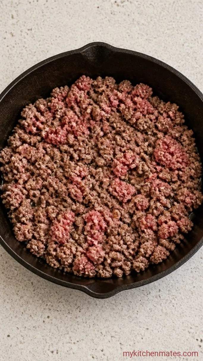 30-Minute Sheet Pan Taco Bake with Crispy Tortillas Step 1: Brown the Beef
