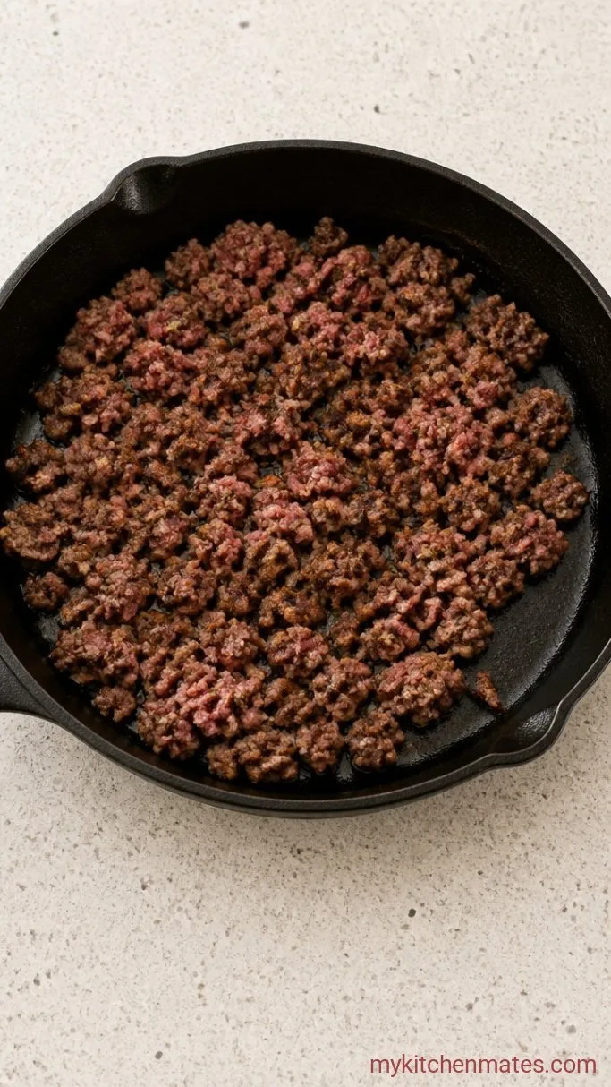 15-Minute Chili Cheese Burrito Step 1: Brown the Beef