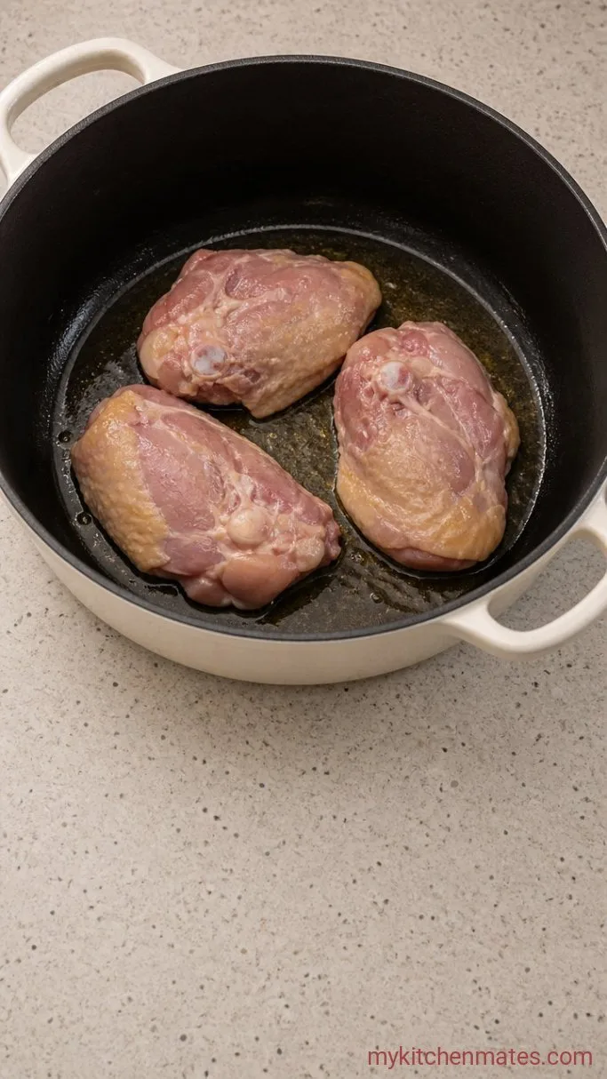 One-Pot Chicken Barley Soup Step 1: Brown the Chicken