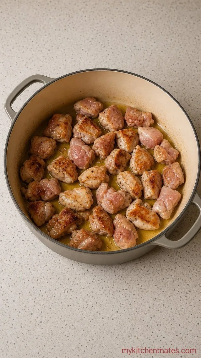 Cozy One-Pot Creamy Chicken Mushroom Soup Step 1: Brown the Chicken