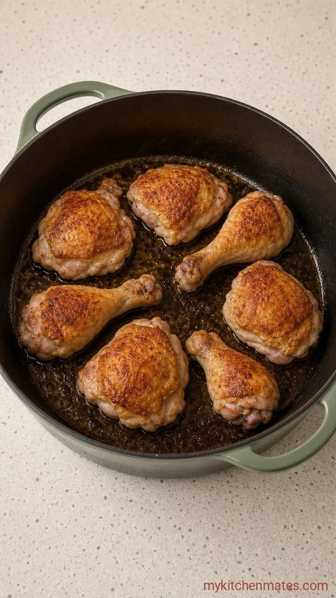 Sticky Jamaican Brown Stew Chicken Step 1: Brown the Chicken