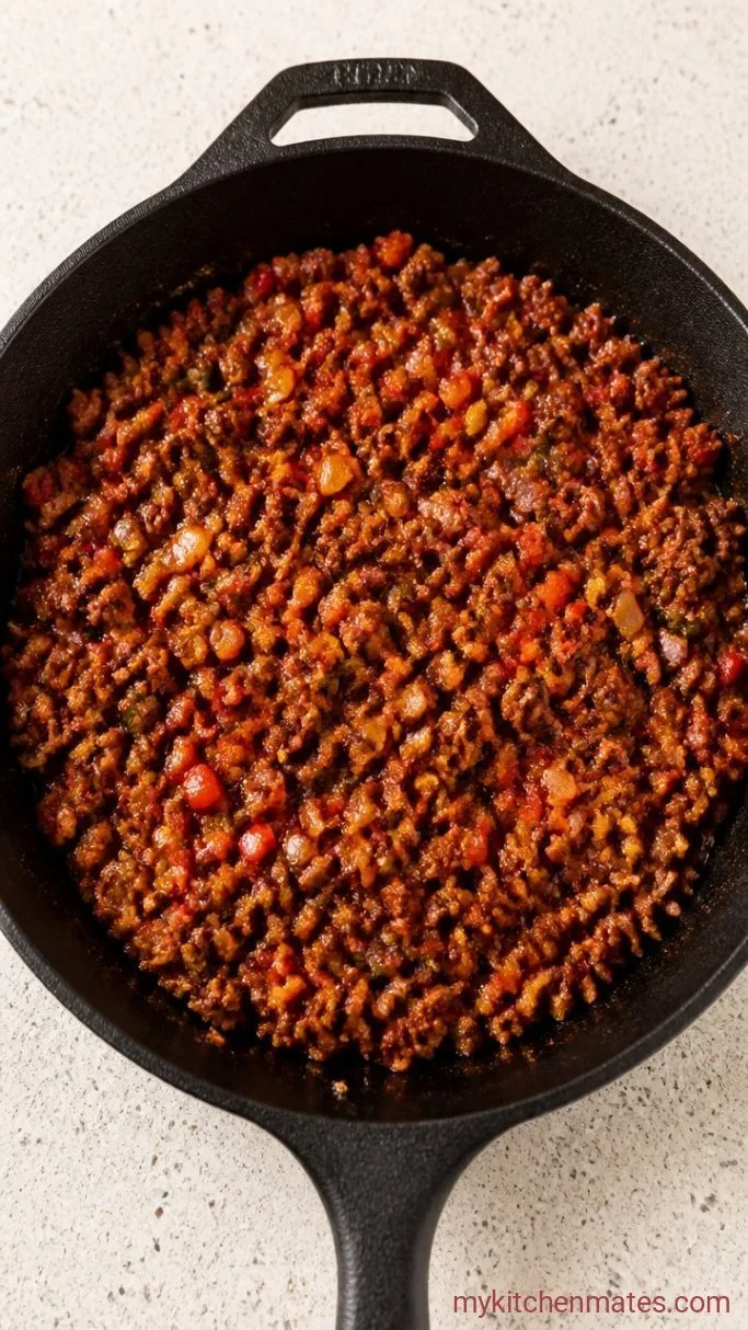 Make-Ahead Mexican Breakfast Casserole Step 1: Brown the Chorizo and Vegetables