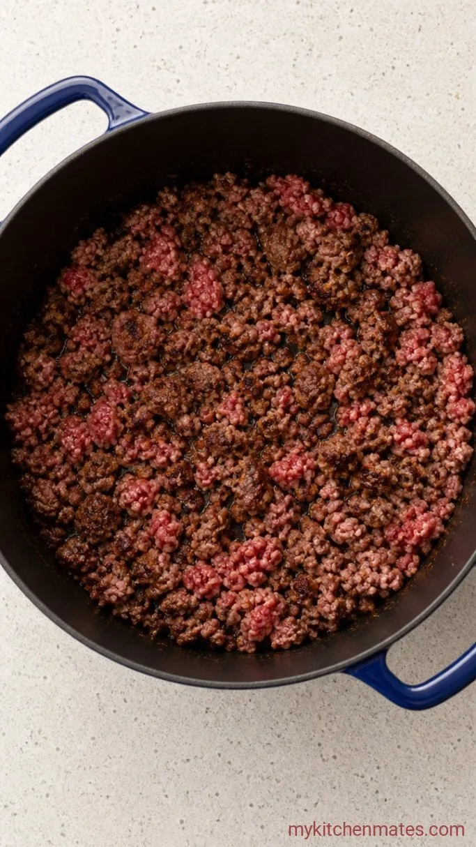 Hearty Beef Chili That's Ready in Under an Hour Step 1: Brown the Ground Beef
