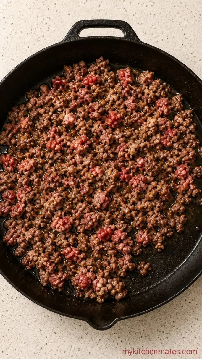 Creamy One-Pot Ground Beef and Noodles Step 1: Brown the Ground Beef