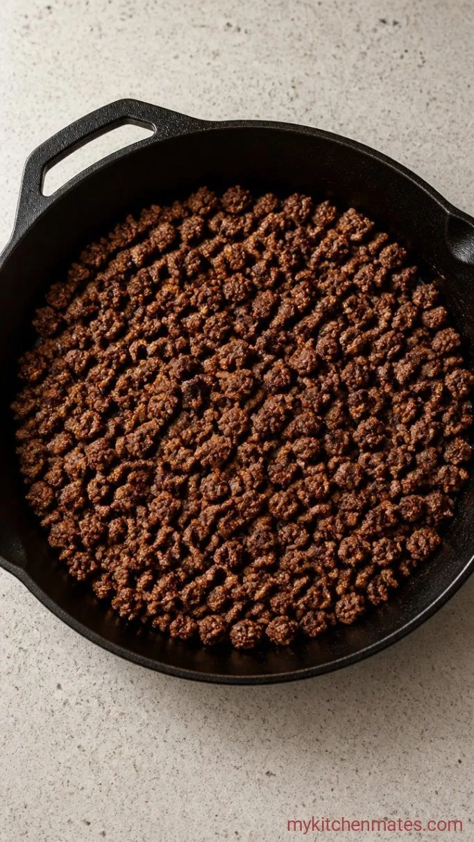 35-Minute Philly Cheesesteak Casserole Step 1: Brown the Ground Beef