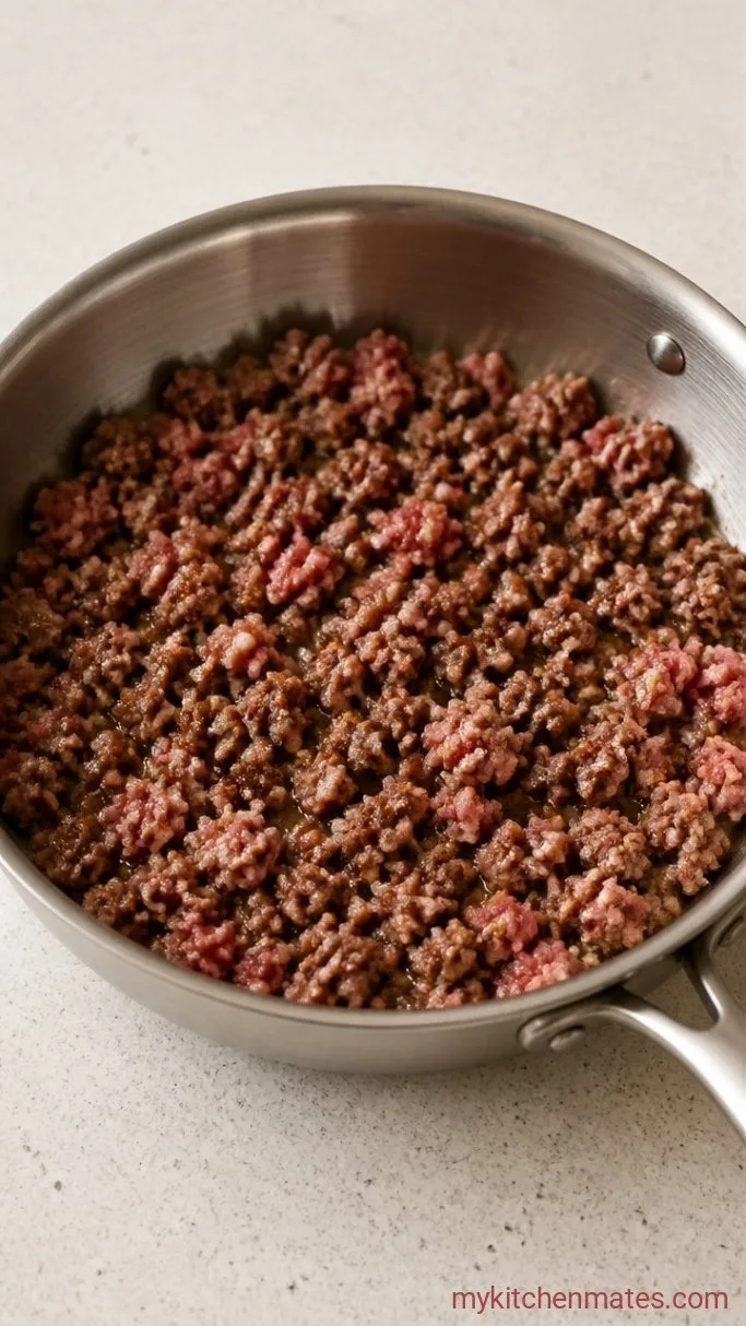 Weeknight Chili Cheese Dogs with Quick Homemade Chili Step 1: Brown the Ground Beef