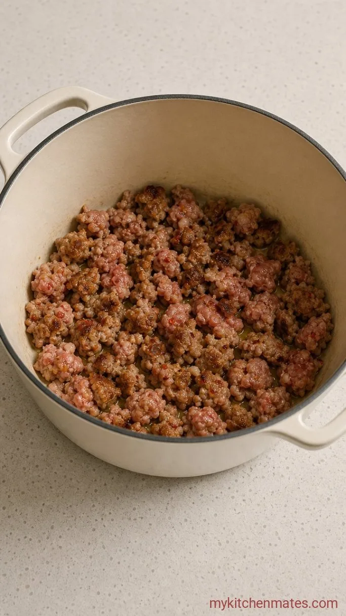 One-Pot Italian Sausage White Bean Soup Step 1: Brown the Italian Sausage