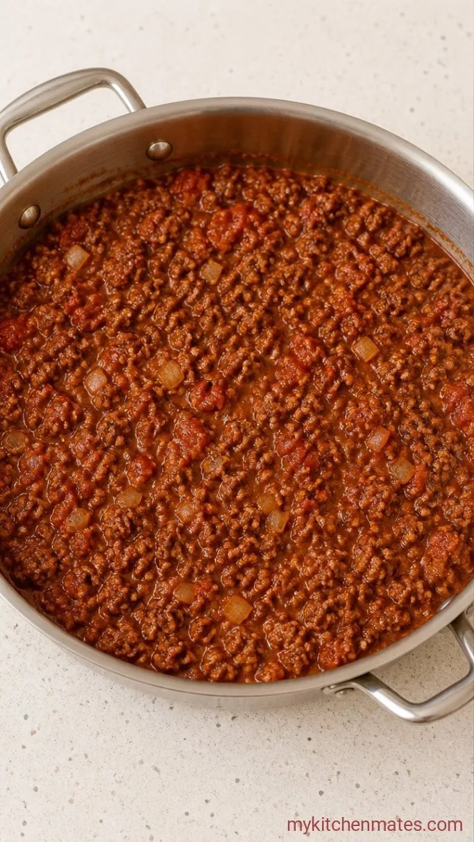 Zucchini Low Carb Lasagna That Won't Fall Apart Step 1: Brown the Meat and Build the Sauce