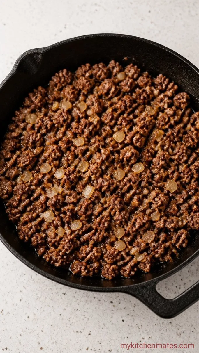 30-Minute Stuffed Pepper Bowls Step 1: Brown the Meat and Onion