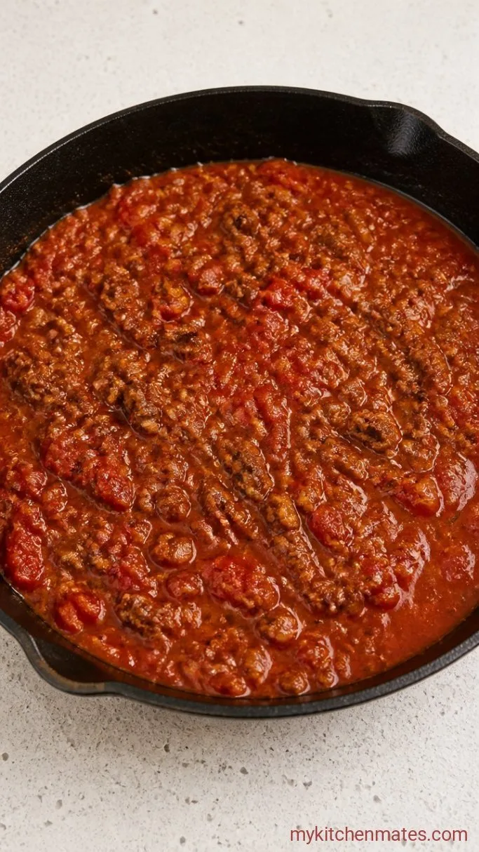 No-Boil Baked Pasta Casserole Step 1: Brown the Meat Mixture