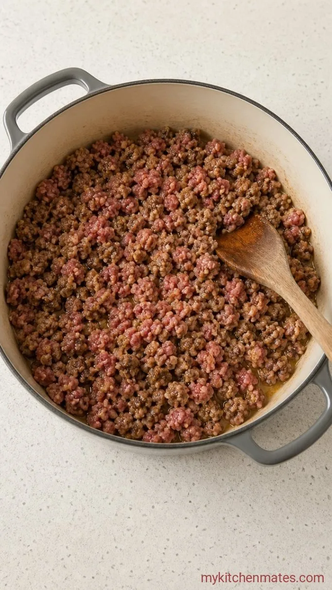 Slow-Simmered Classic Spaghetti Sauce Step 1: Brown the Meat