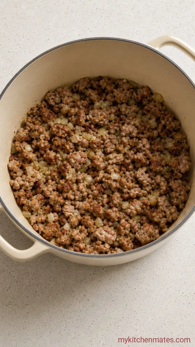 Step 1: Brown the Sausage and Aromatics