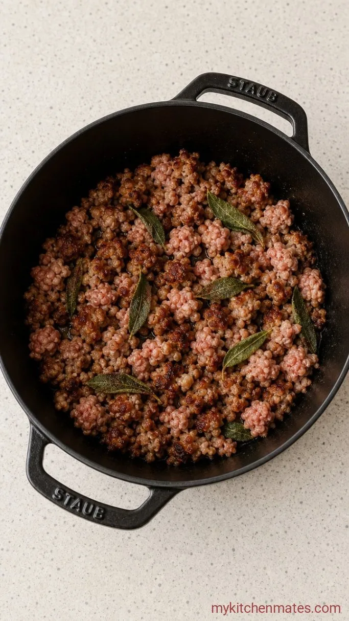 Step 1: Brown the Sausage and Crisp the Sage