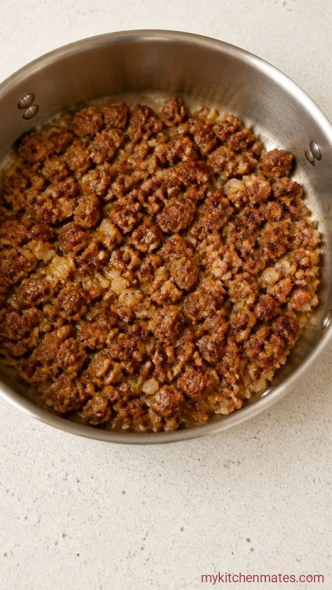 Step 1: Brown the Sausage and Onion