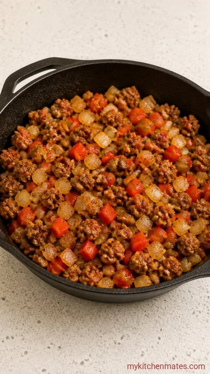 Step 1: Brown the Sausage and Vegetables