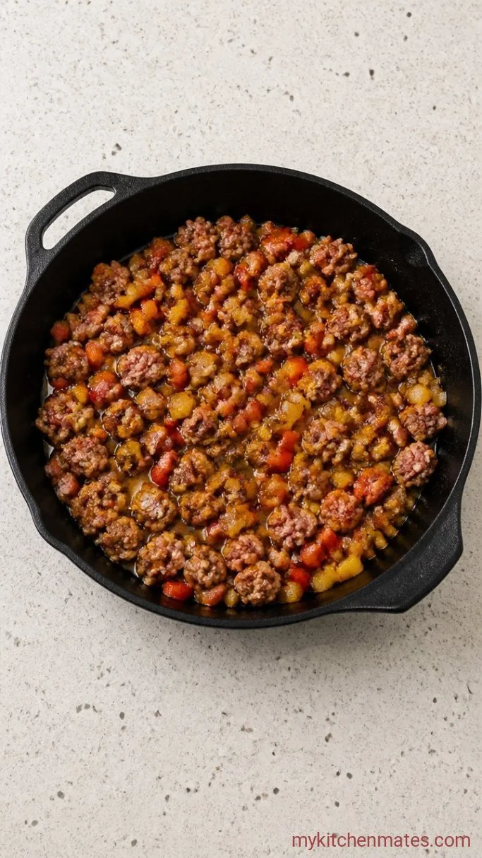 Step 1: Brown the Sausage and Vegetables