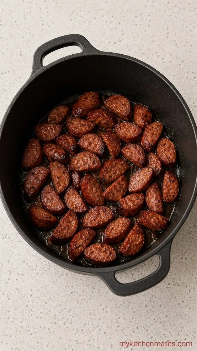 Creamy Cajun Chicken Soup Step 1: Brown the Sausage