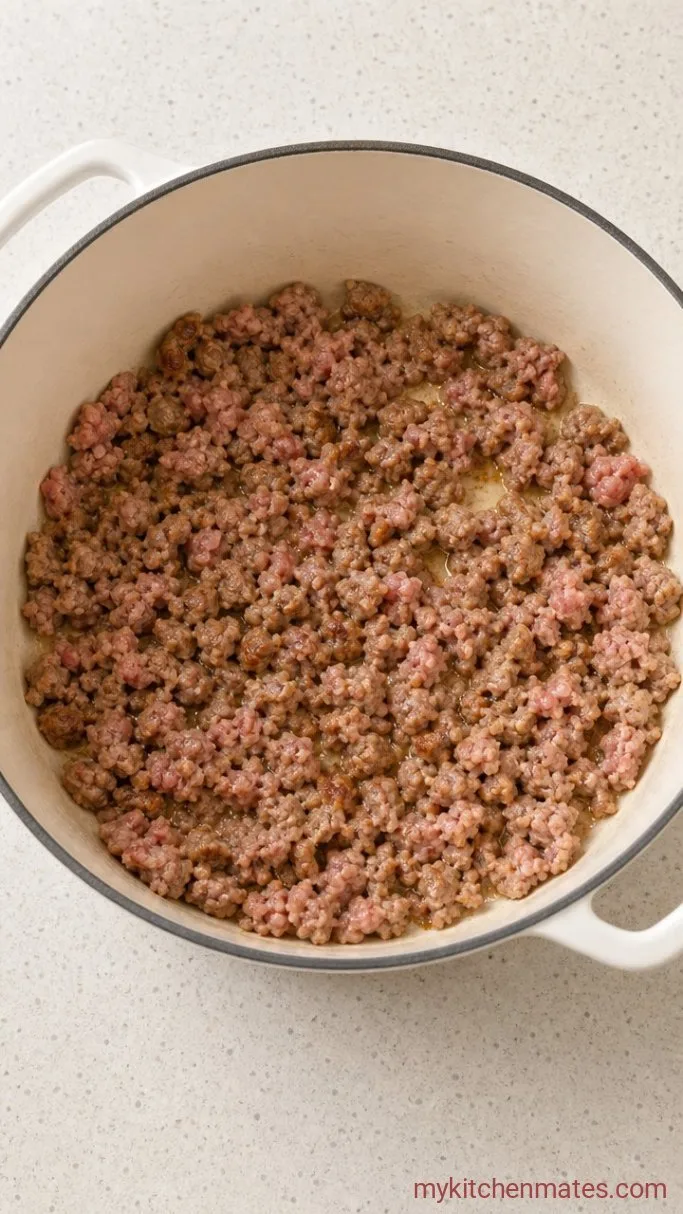 Creamy One Pot Sausage Pasta (Ready in 35 Minutes) Step 1: Brown the Sausage