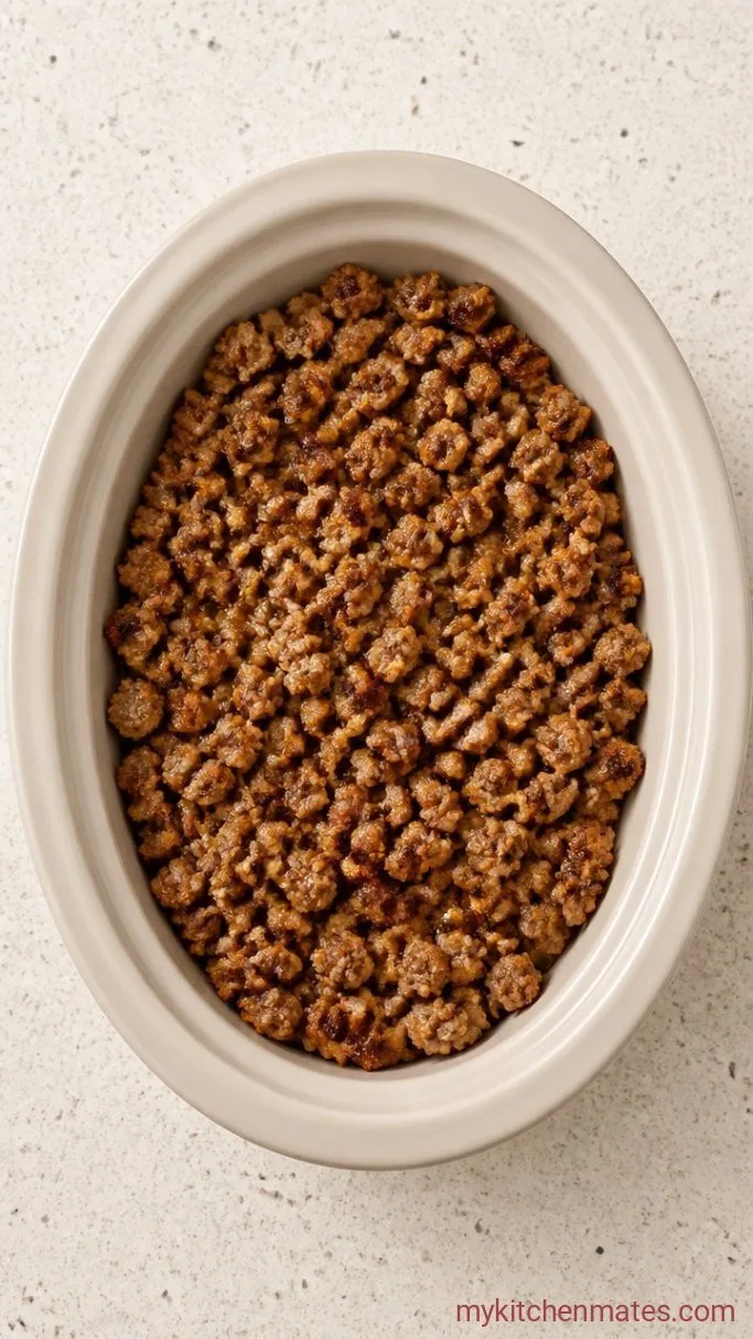 Feed a Crowd with This Overnight Crockpot Breakfast Casserole Step 1: Brown the Sausage