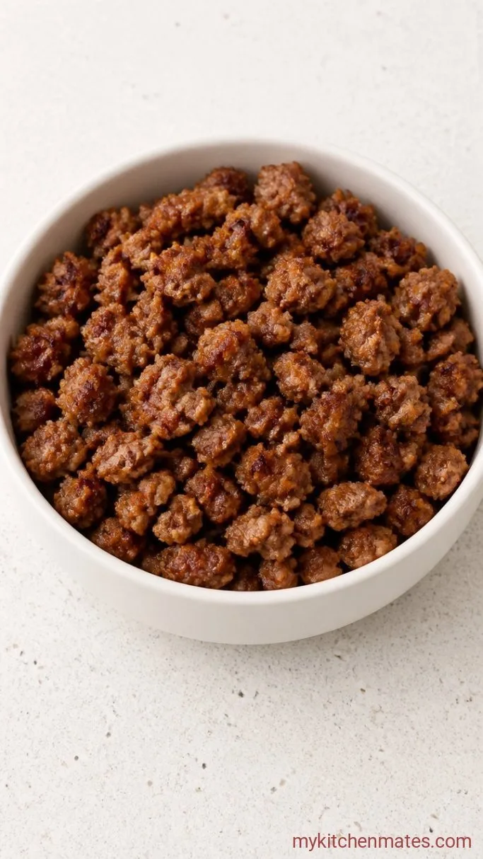 Make-Ahead Cheesy Biscuit Egg Casserole Step 1: Brown the Sausage