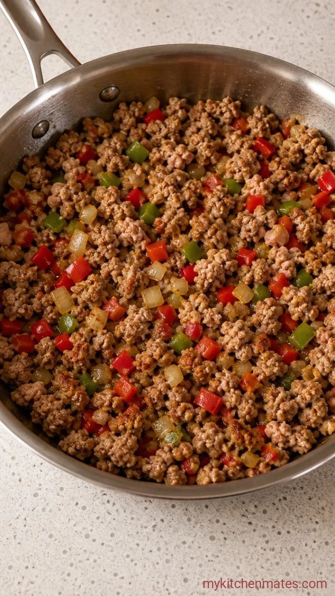 Crockpot Ground Turkey Chili Step 1: Brown the Turkey and Veggies