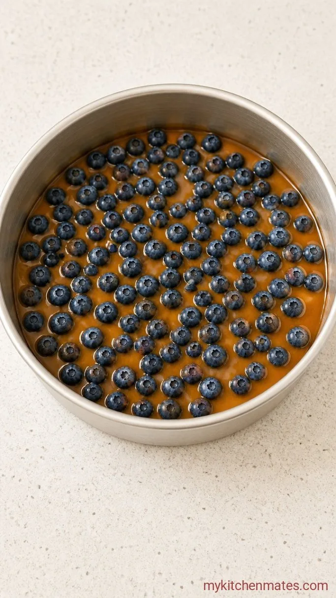 Blueberry Upside Down Cake with Caramelized Top Step 1: Build the Blueberry Caramel