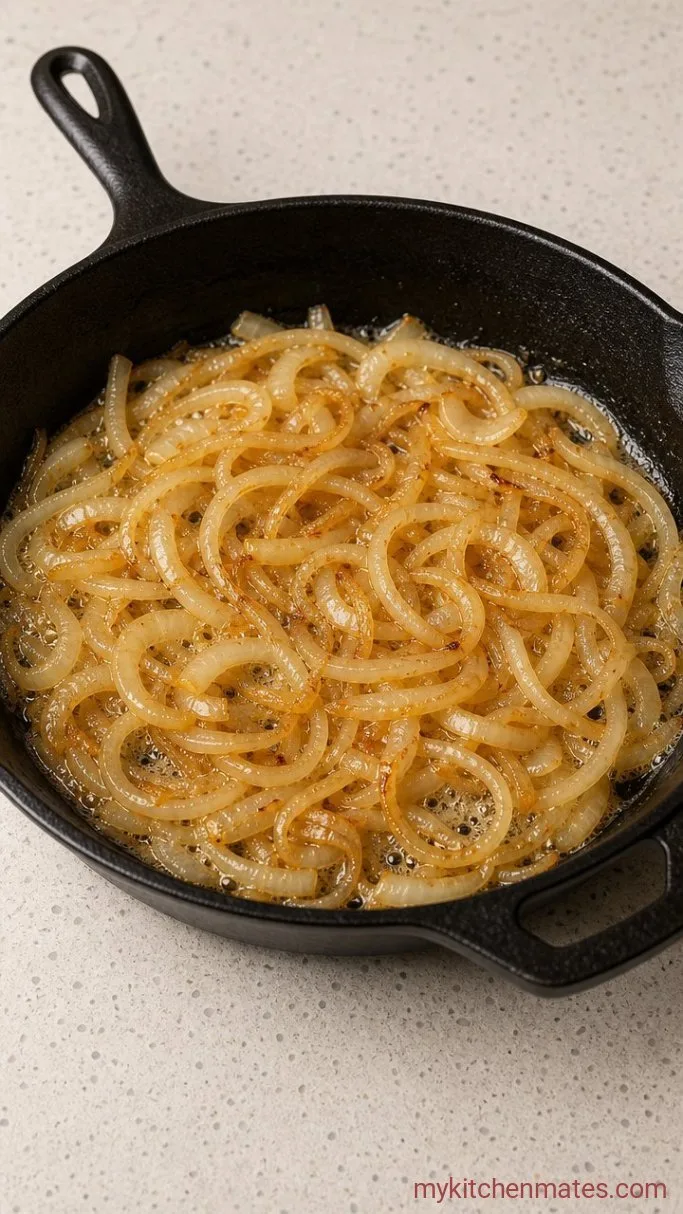 Classic Philly Cheese Steak Sandwich Step 1: Caramelize the Onions