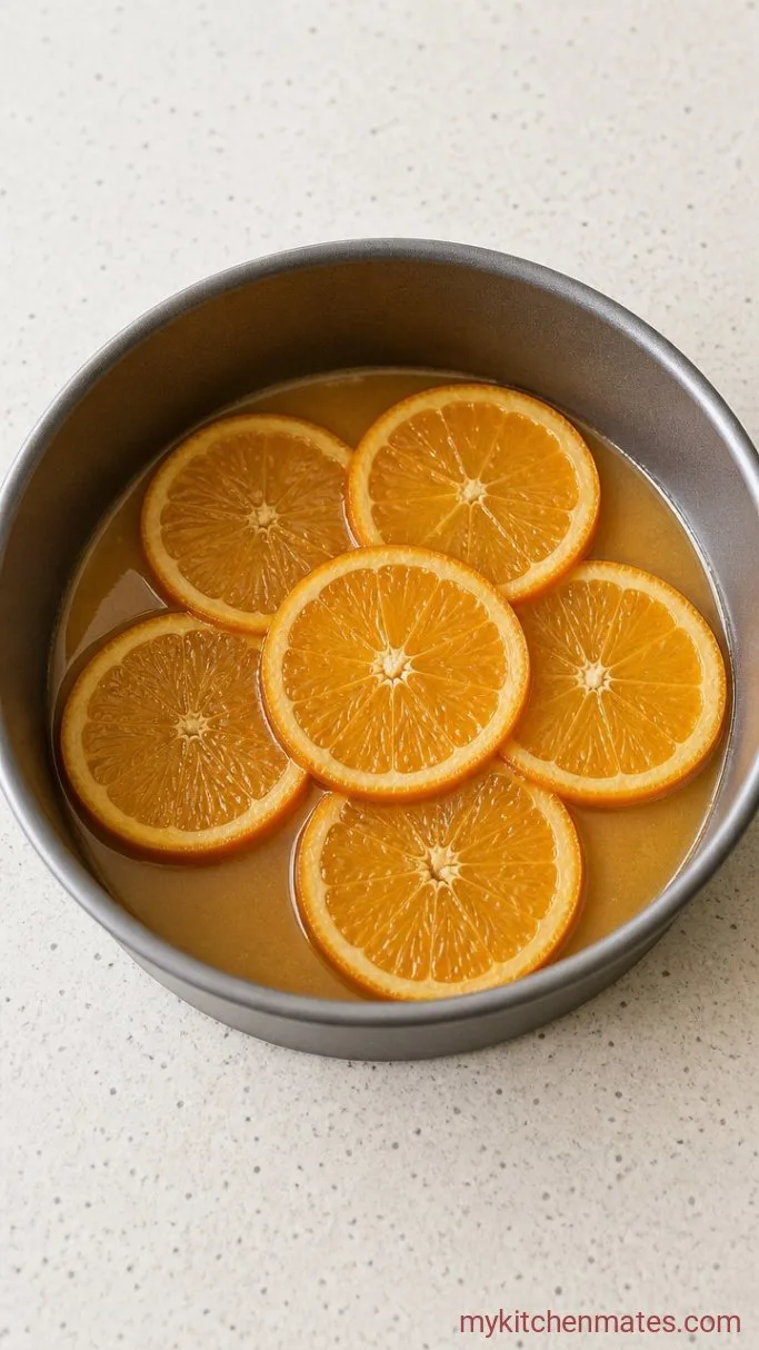 Sticky Orange Upside Down Cake Step 1: Caramelize the Oranges