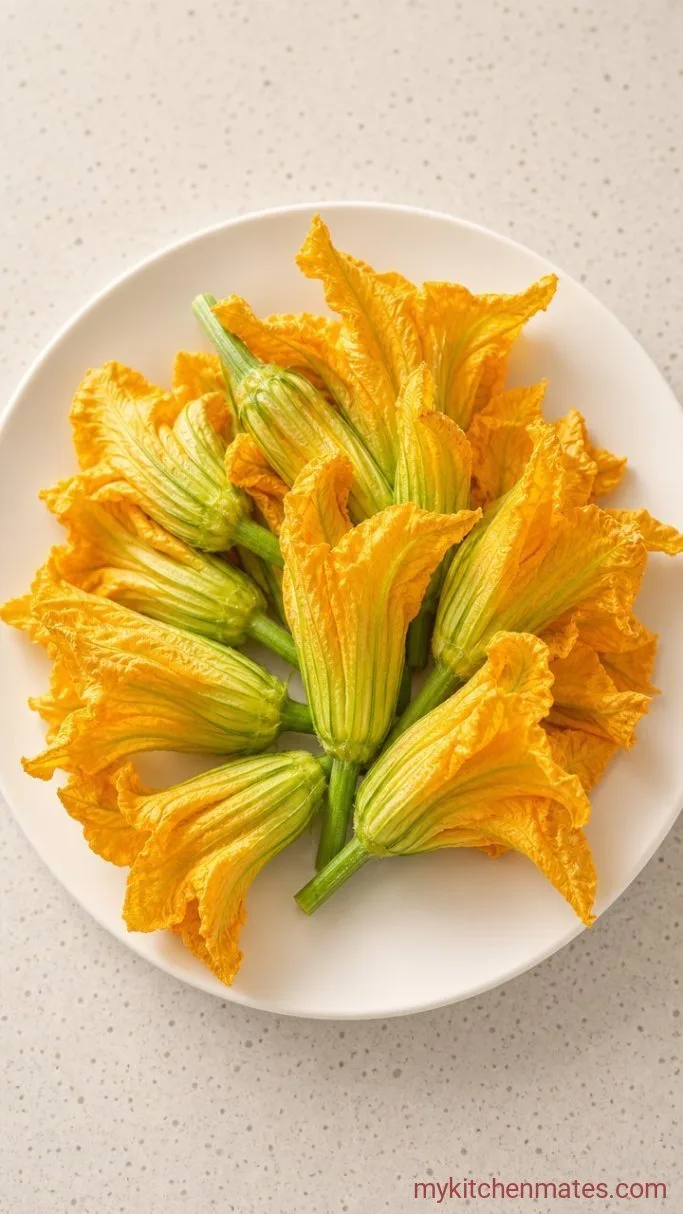 Pan-Fried Stuffed Zucchini Flowers Step 1: Clean the Zucchini Flowers
