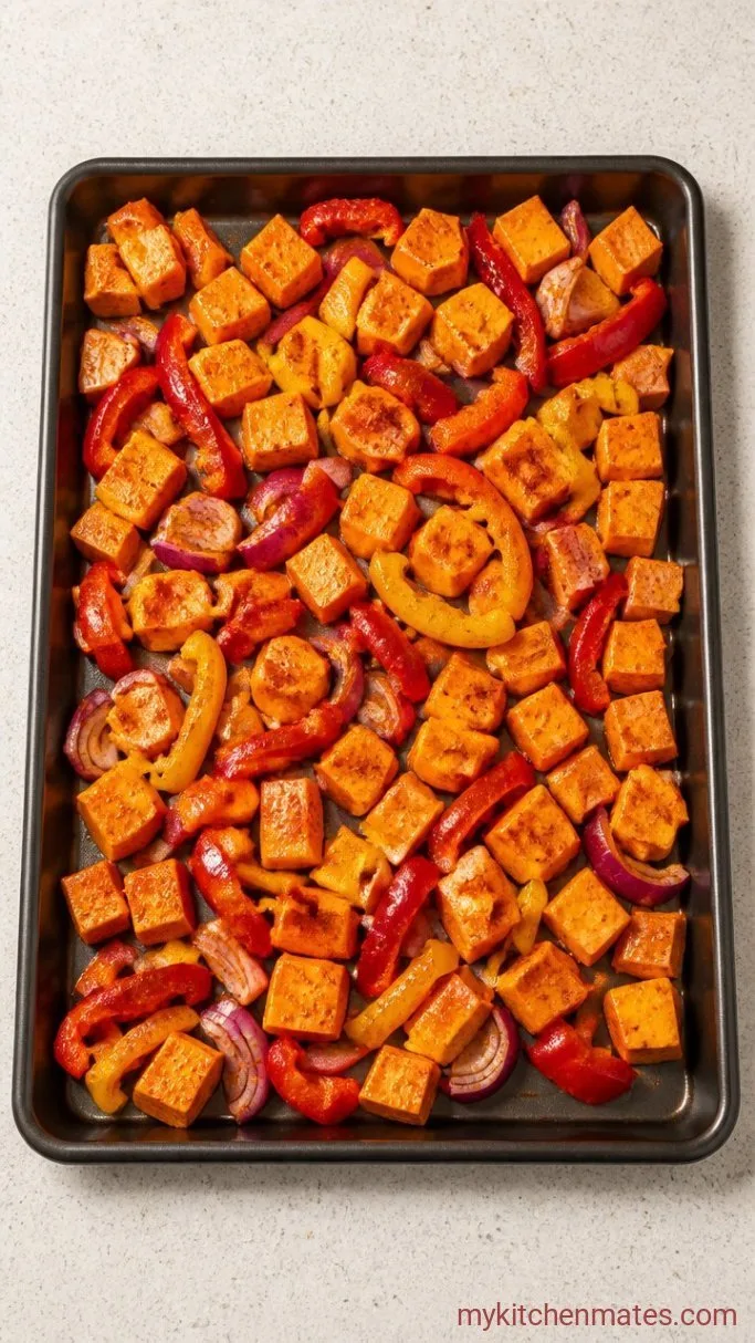 Step 1: Coat the Sweet Potatoes and Peppers