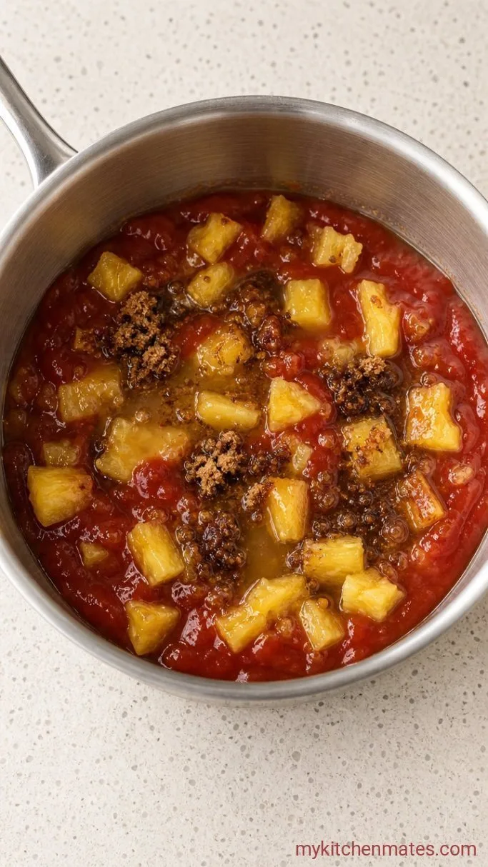 Sweet & Tangy Pineapple BBQ Sauce Step 1: Combine Everything in a Saucepan