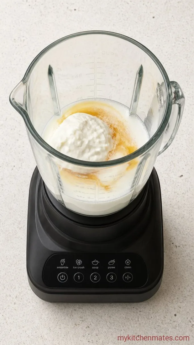 5-Ingredient Peanut Butter Banana Breakfast Smoothie Step 1: Combine the Liquids in the Blender